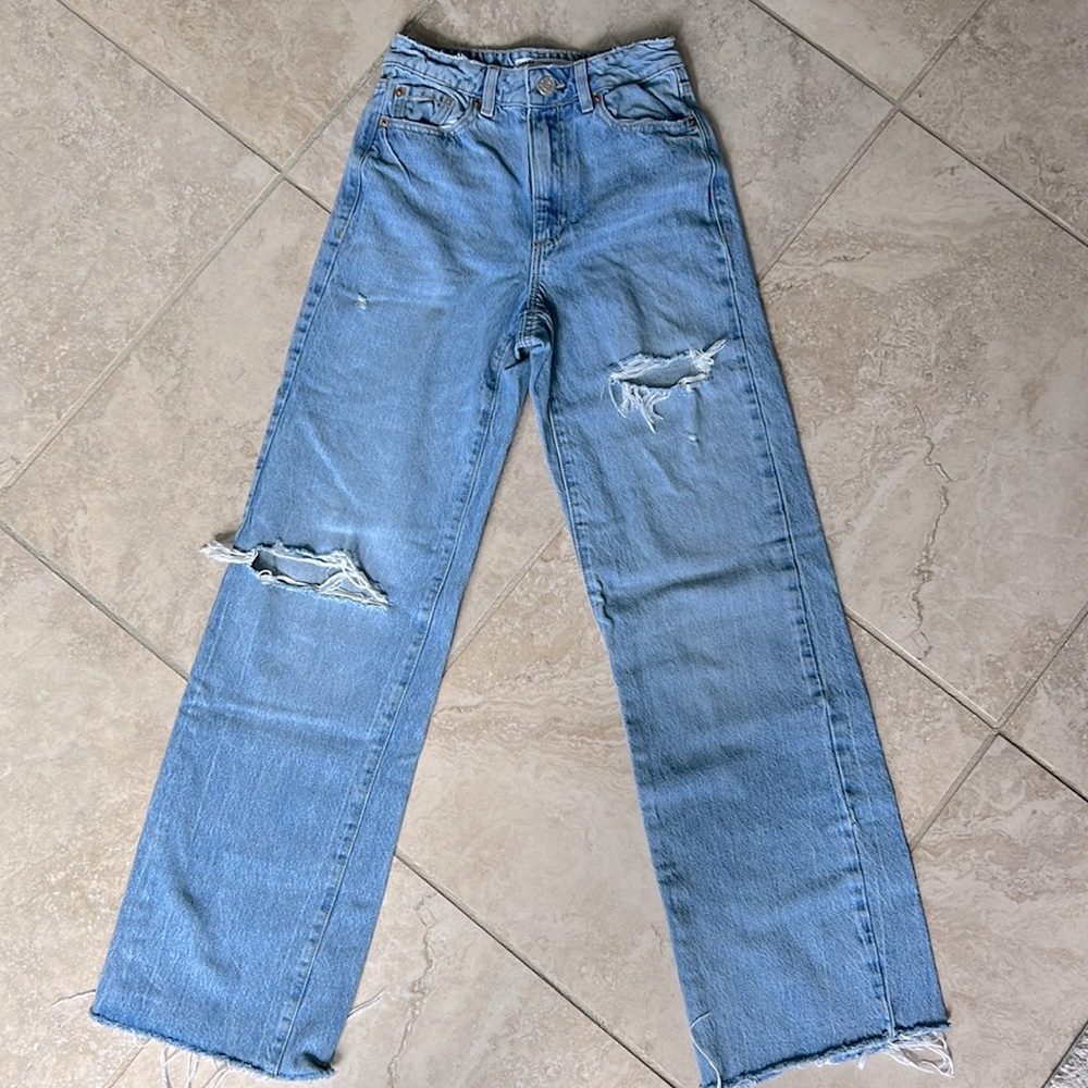 Garage Wide Leg Jeans. Size 00. Blue distressed